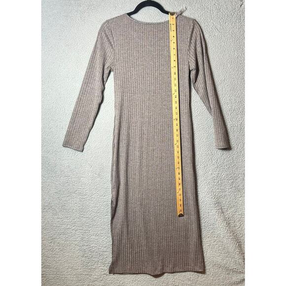 A New Day Womens Dress S Brown Asymmetric Front Ribbed Maxi  Dress NEW - Picture 4 of 12